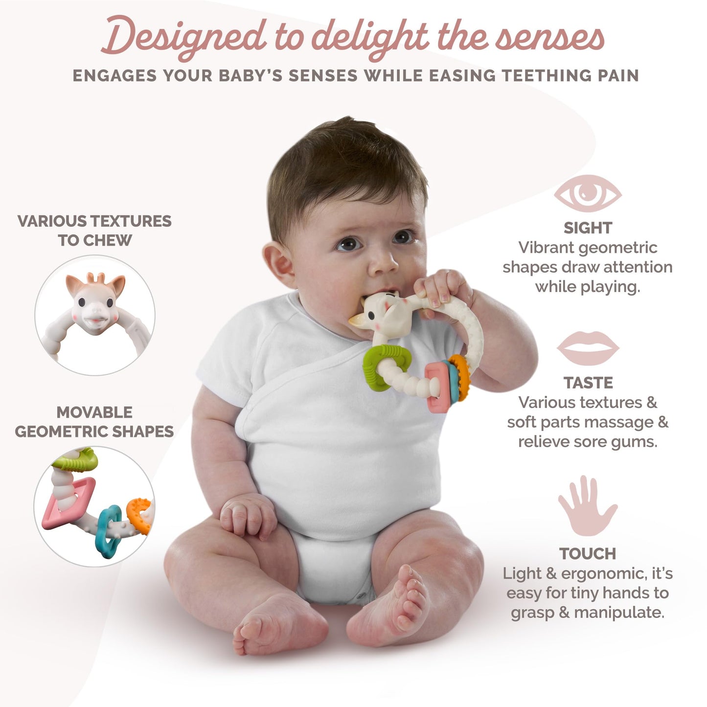 Sophie la girafe Teething Colo'rings | Light & Easy to Grasp | Designed with Natural Rubber to Soothe & Awaken All 5 Senses