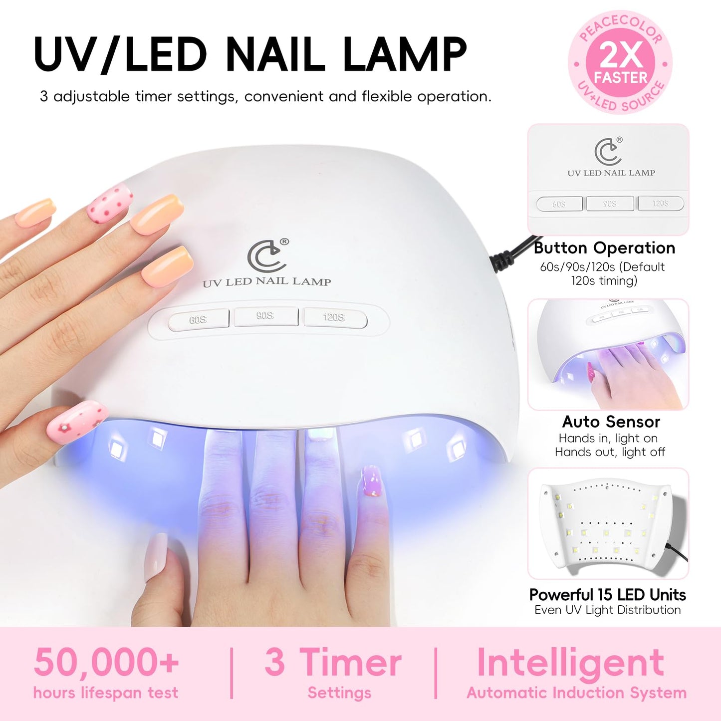 PEACECOLOR Gel Nail Polish Kit with U V light and Drill - 39Pcs Gel Nail Kit 22 Colors All Season Gel Polish Set with Base Matte Glossy Glitter Top Coat Soak Off Manicure Set Women Teens Girl Gifts