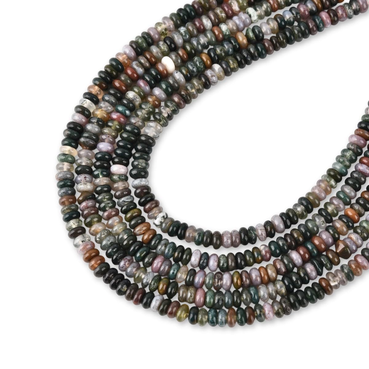 170pcs 4x2mm Natural Indian Agate Disk Rondelle Spacer Semi Precious Gemstone Loose Stone Beads for Jewelry Making 15 Inch