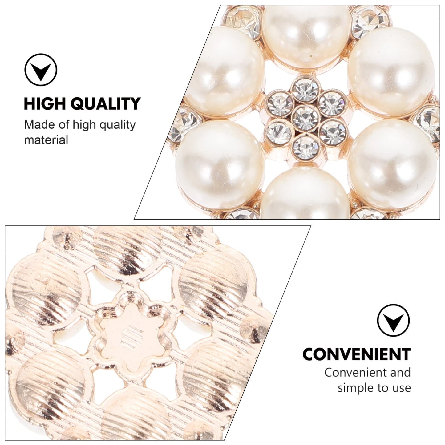 30pcs Pearl Rhinestone Buttons Faux Pearl Buttons Embellishments Flatback Rhinestone for Jewelry Making Clothes Shoes Wedding DIY Decor Golden
