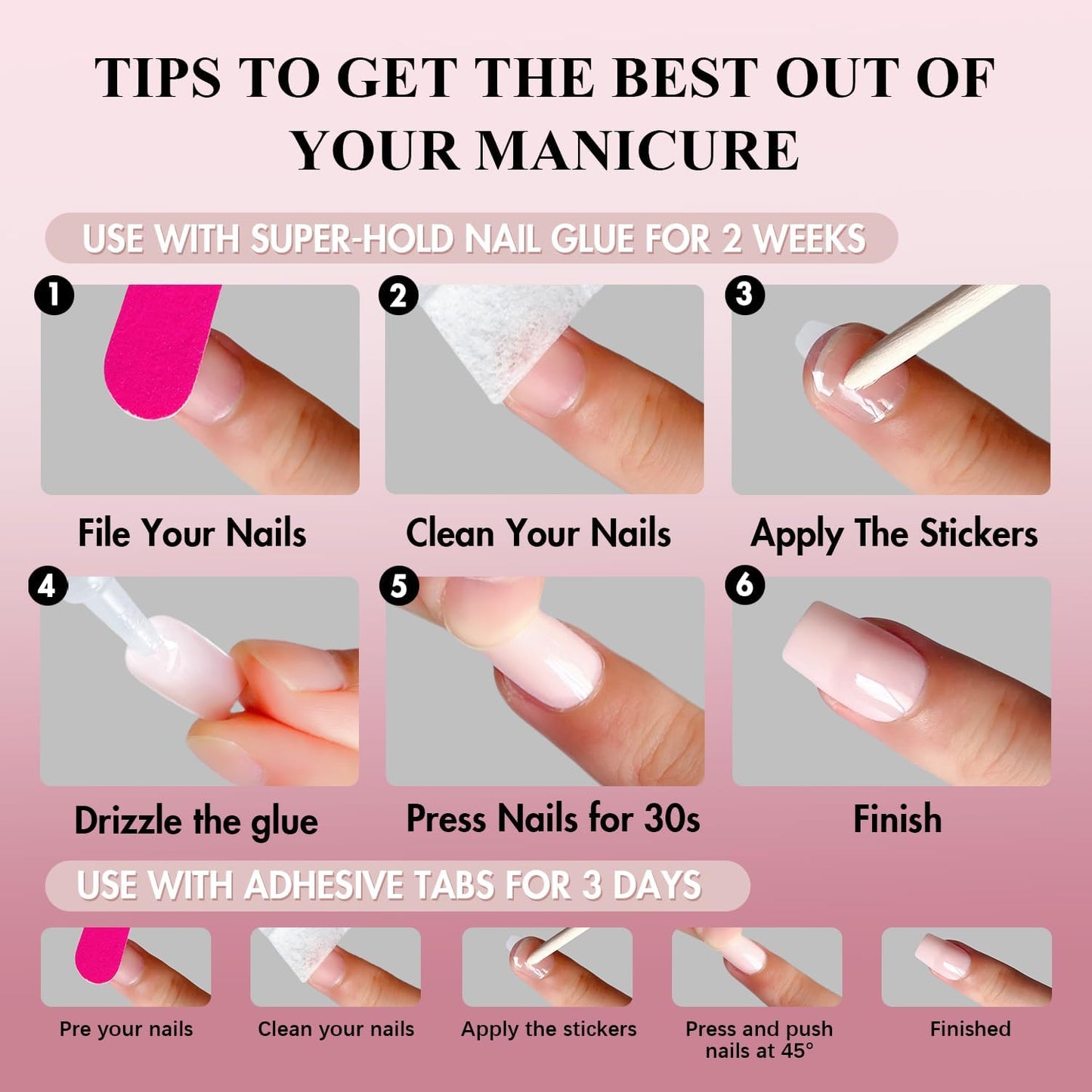KQueenest Black Press On Nails Long Square - Acrylic Press On Nails with Glue, Dark Coffin Medium Fake Nails Press ons, Glossy Opaque, Reusable Soft Gel Glue on Nails for Manicure Gift, 24 Pcs