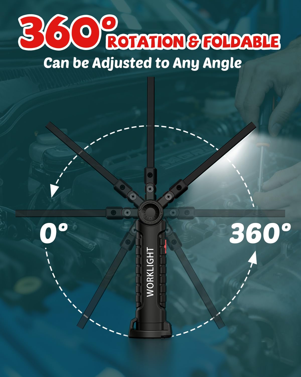 Coquimbo Tool Fathers Day Dad Gifts for Men Him Husband, Rechargeable LED Work Light BBQ Grill with Magnetic Base Hook, 360° Rotate Mechanic Flashlight Mens Easter Birthday Gifts (2 Pack Black)