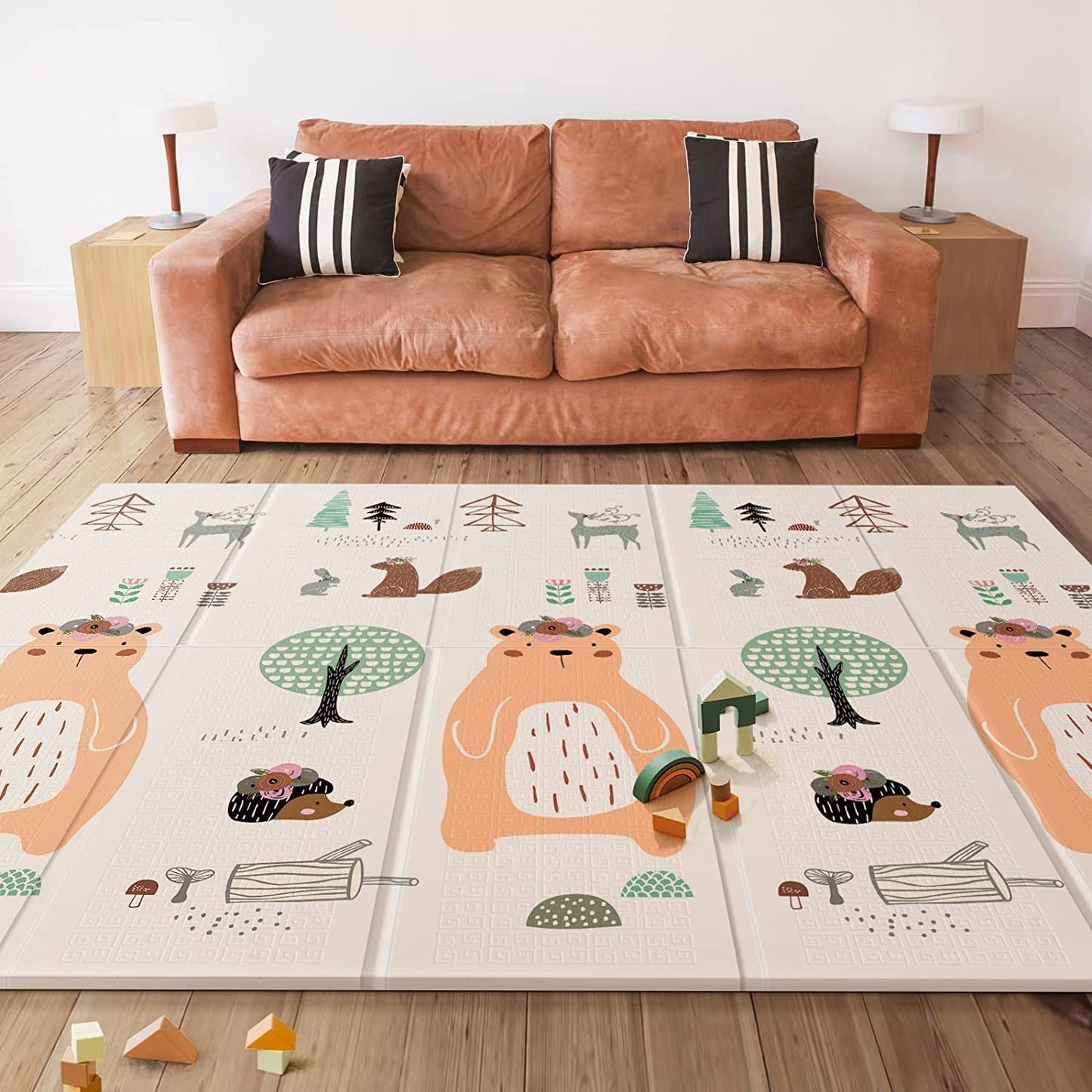 UANLAUO Foldable Baby Play Mat for Babies 6-12 Months, Foam Playmat for Floor 59 x59 Babies Kids Play Mat - Reversible Lightweight Easy Storage and Travel, Waterproof Activity Playmats for Toddlers