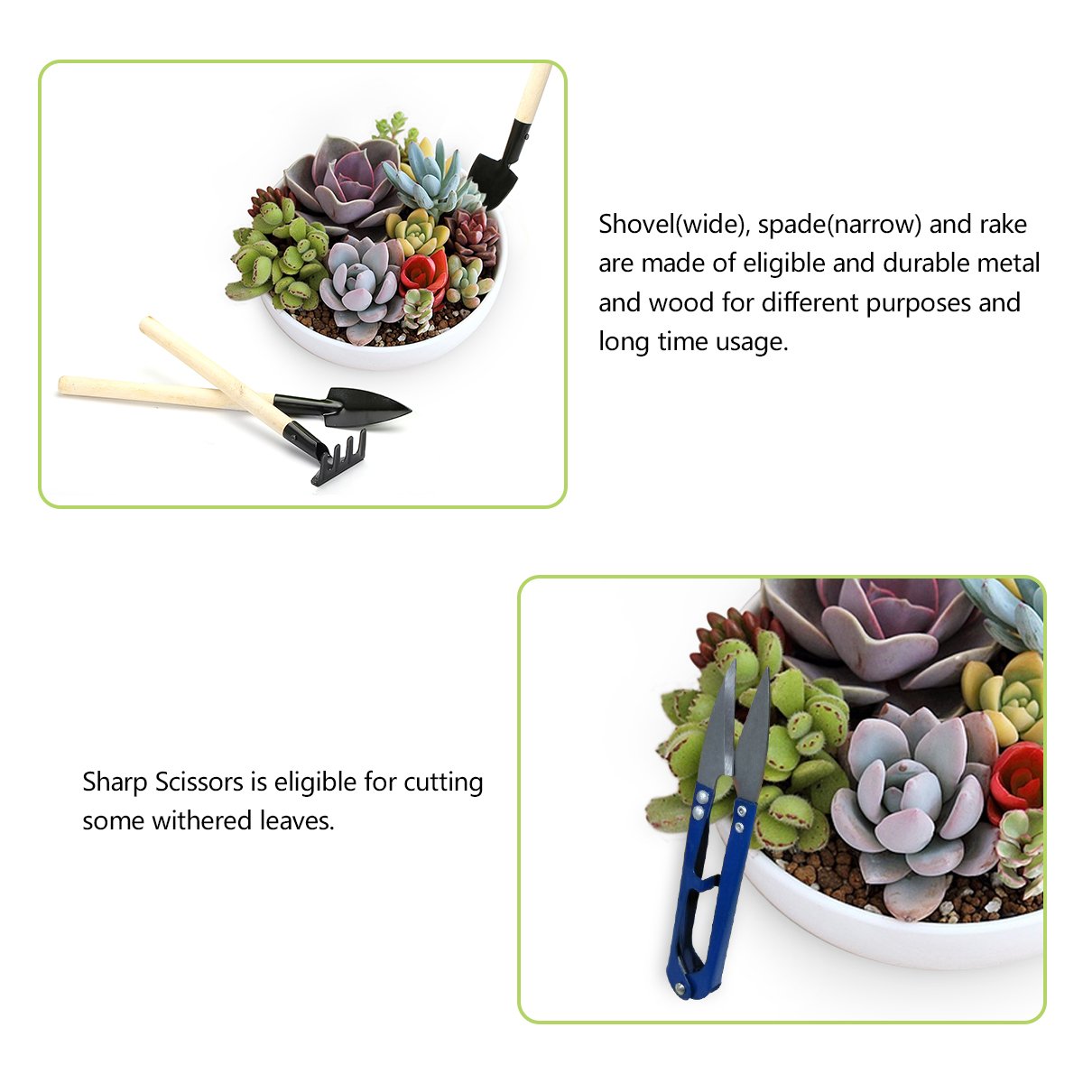 14 Pieces Succulent Plants Tools, Mini Garden Hand Tools Miniature Fairy Garden Tools Kit Bonsai Tools Planting Set with Scissors, Mini Rake, Shovel, Transplanting Tool Watering Can etc