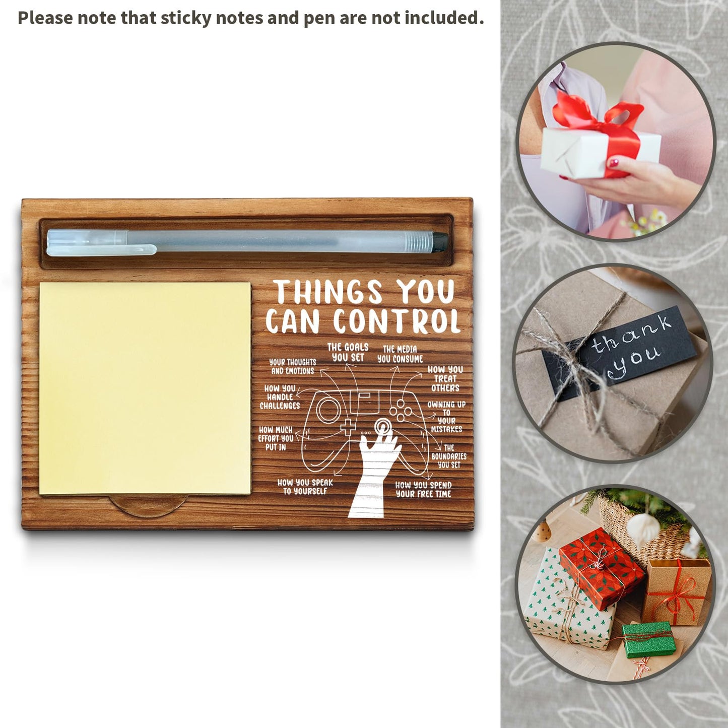 Mental Health Things You Can Control Sticky Note Holder, Mindfulness Therapy Office Gift for Coworker, Friends, Positivity Recovery Self Care Encourage Gift Self-Stick Note Pad Holders WPP34