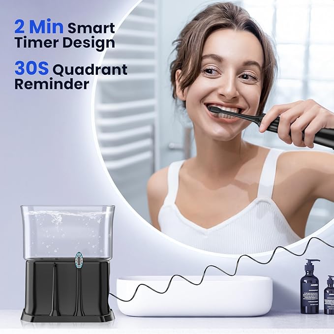 2-in-1 Electric Toothbrush with Water Flosser, Sonic Toothbrush & Dental Irrigator with 4 Modes, 600ML Water Flosser Combo
