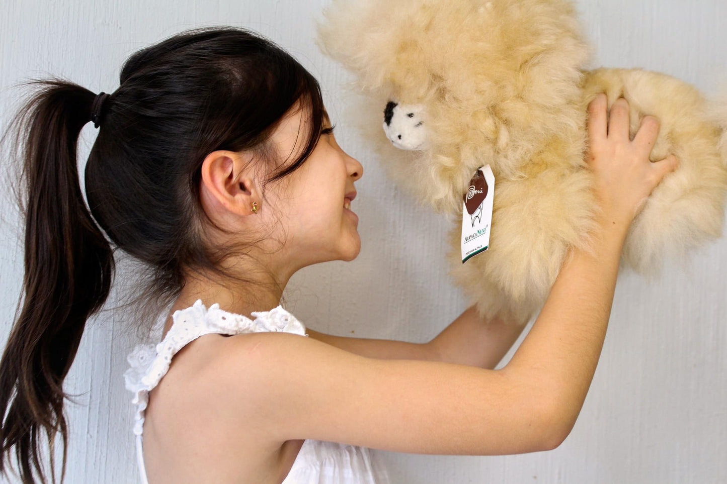 AlpacaNext Lion Handmade on Real Alpaca Wool. Alpaca Stuffed Animal. Soft, Cute and Cuddly Alpaka Plush Toy (11 inches, Beige Mane)