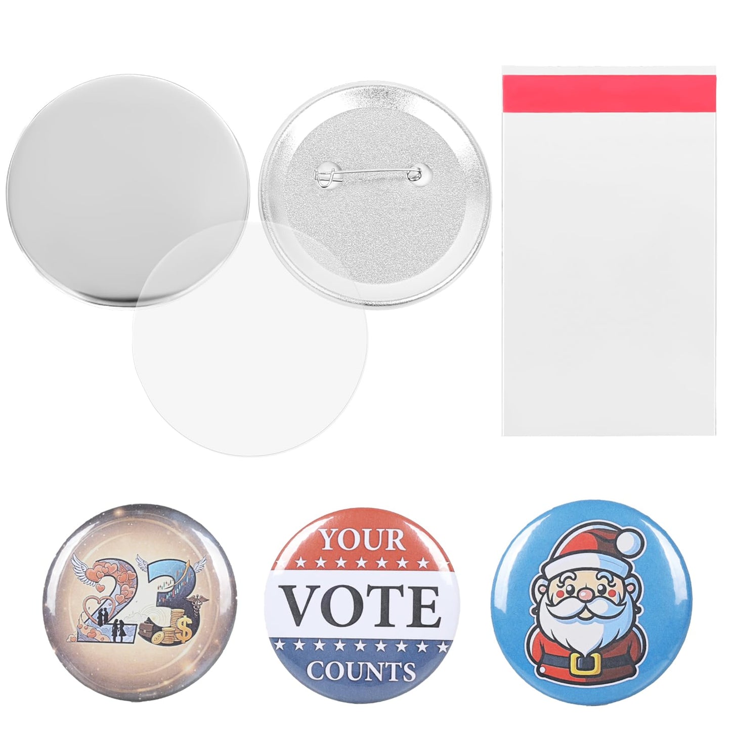 110 Sets 58mm / 2.28 inch (Approx. 2.25) Button Maker Supplies, Blank Pins Buttons Press for DIY Badge Maker Machine, Parts to Create Custom Pins