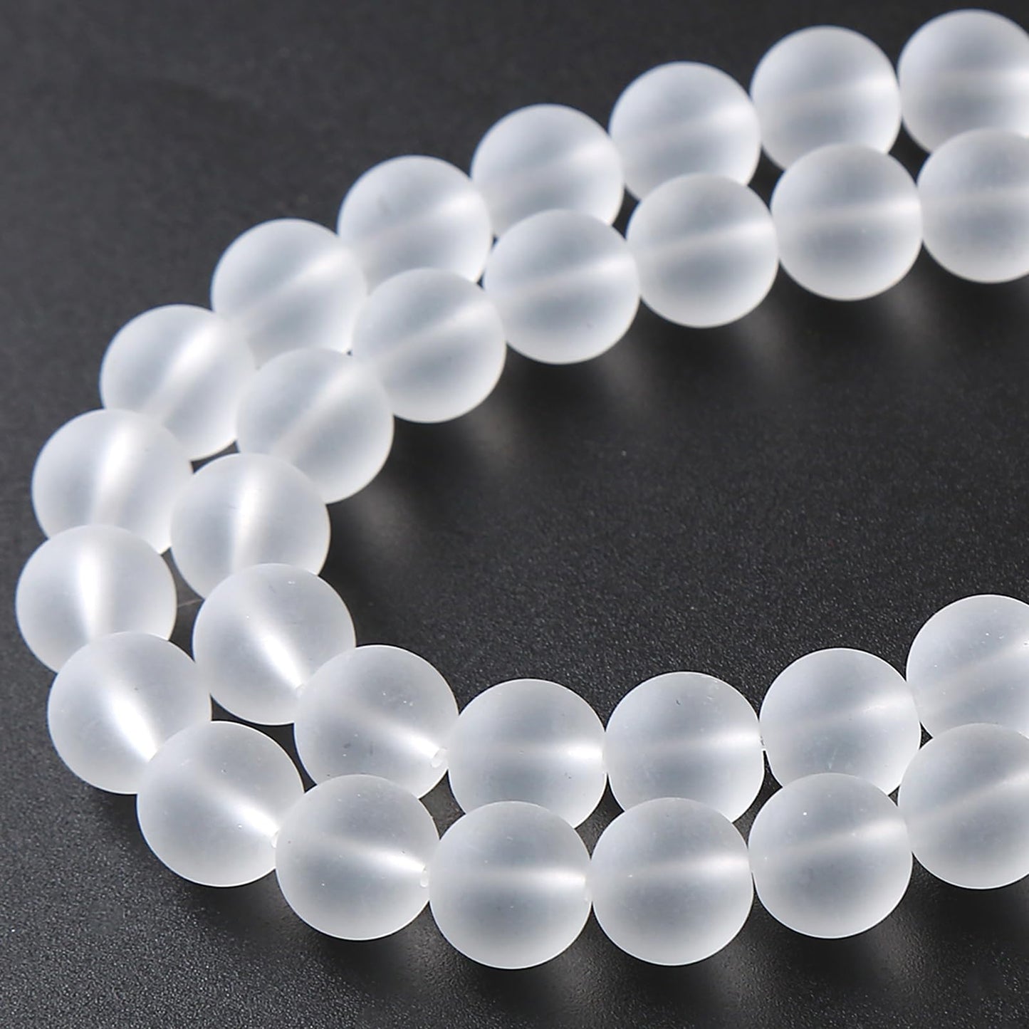 180pcs 4MM Matte White Crystal Glass Natural Stone Beads Round Loose Crystal Energy Beads for Jewelry Making DIY Bracelet Necklace 2 Strands 32"