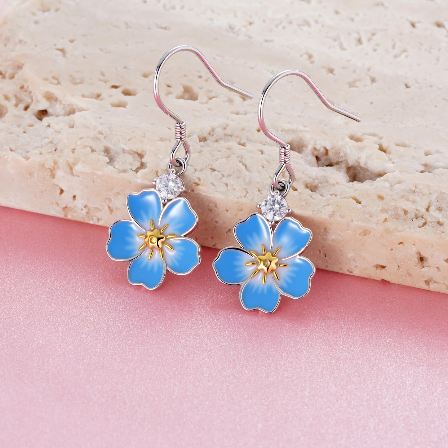 Forget Me Not Earrings 925 Sterling Silver Flower Earrings Forget Me Not Jewelry Gifts for Women
