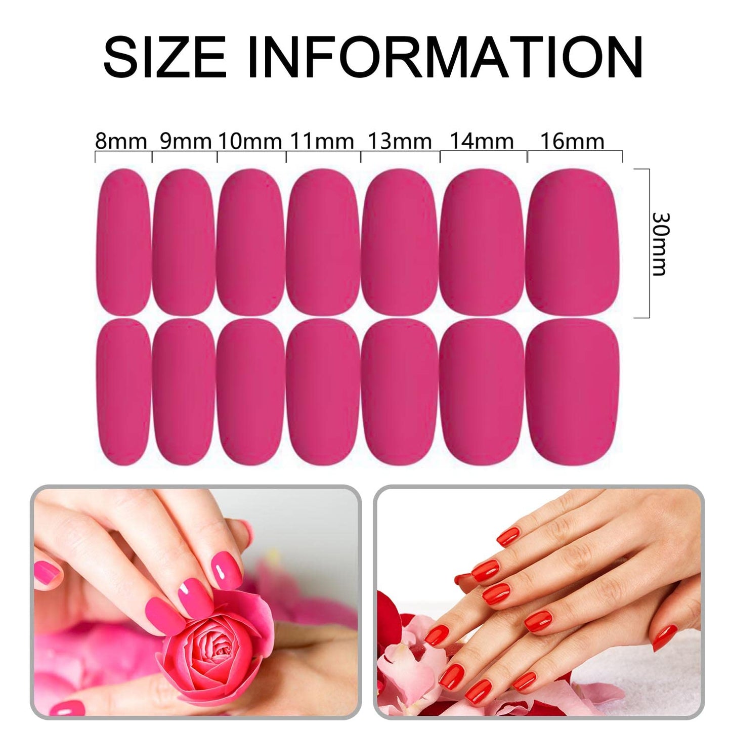 SILPECWEE 20 Sheets Solid Color Matte Nail Polish Strips Self Adhesive Nail Strips Real Nail Polish Nail Stickers Full Nail Wraps for Women Nail Art Stickers with 1pc Nail File