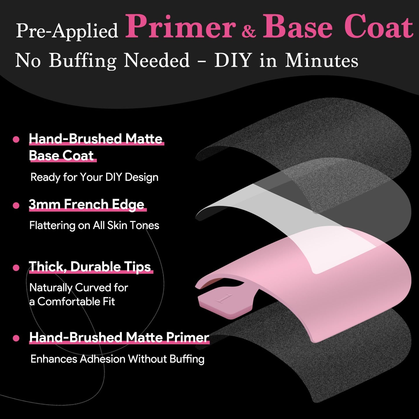 Press On Toenails for Women French Tips, Sharp Square Pre-applied Primer & Base Coat Toe Nail Press Ons Baby Pink Full Cover Fake Tips Extension 15 Sizes 270 Pcs