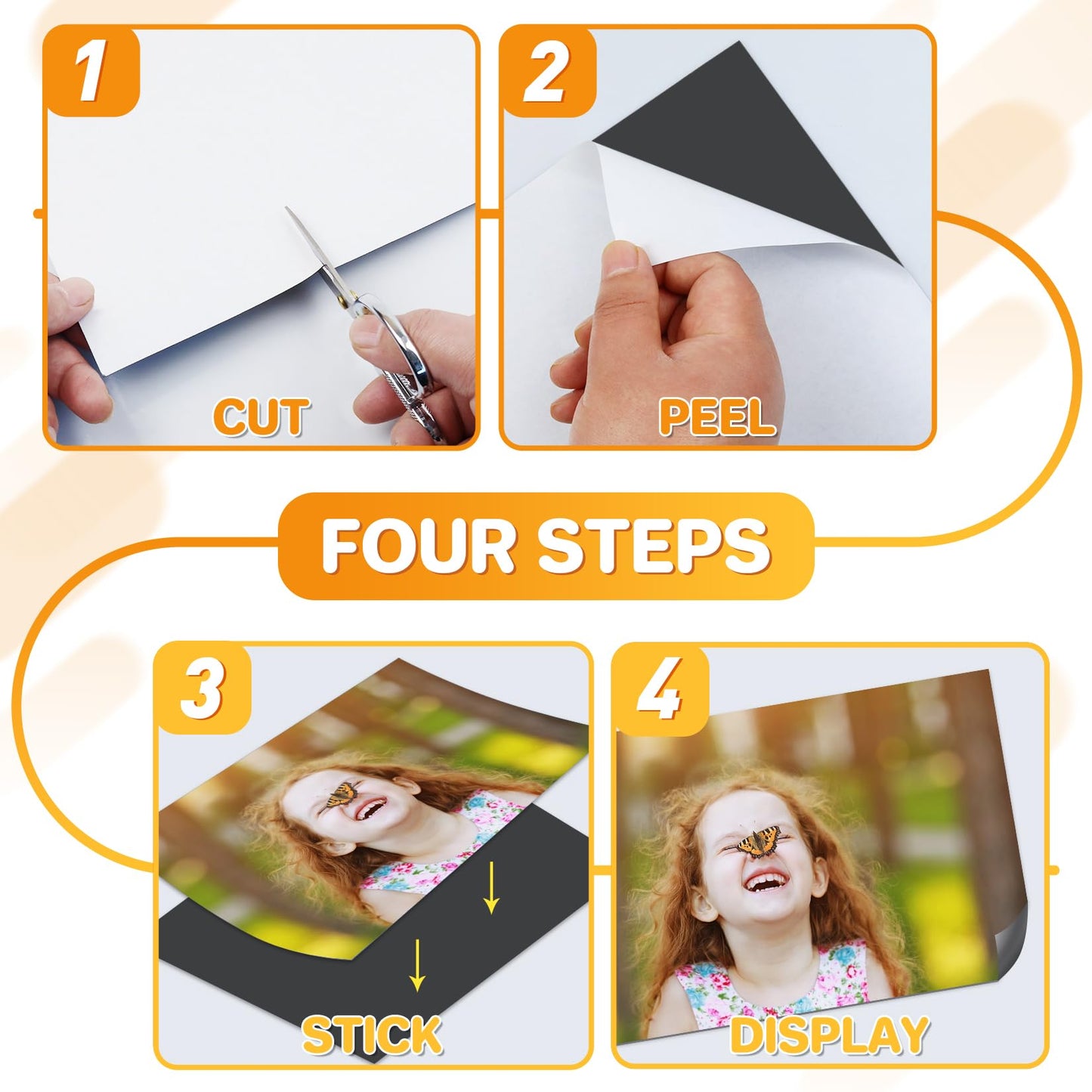 FINDMAG Magnetic Sheets, Flexible Magnets with Superior Adhesive Backing, Cut & Customize Magnet Sheet Set for Creating Magnetic Photo, Crafting, Organizing, and DIY Projects - 8 Pack (8" x 10")