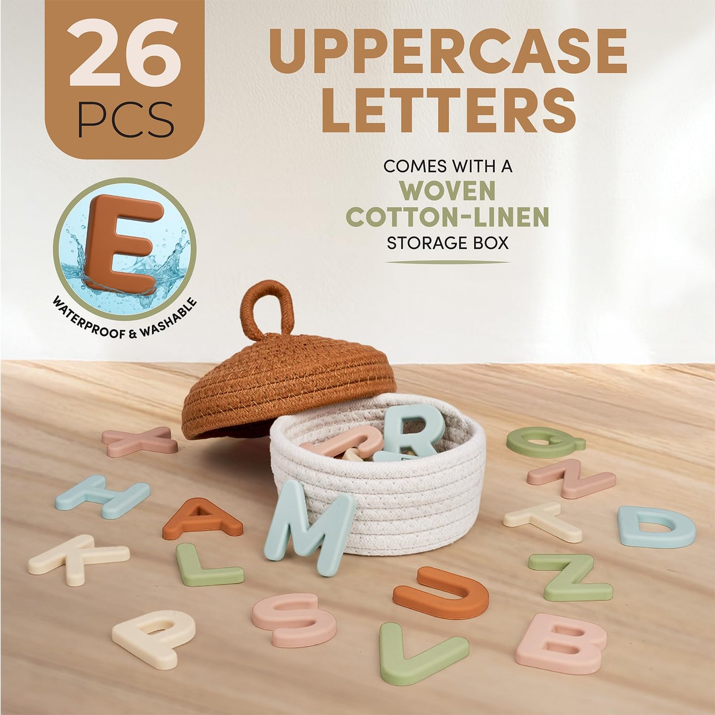 JoyCat Baby Toys - Mystery Soft Box with 10 Sensory Objects + Silicone Alphabet Magnetic Letters, 26 Uppercase ABC Fridge Magnets for Toddlers & Kids
