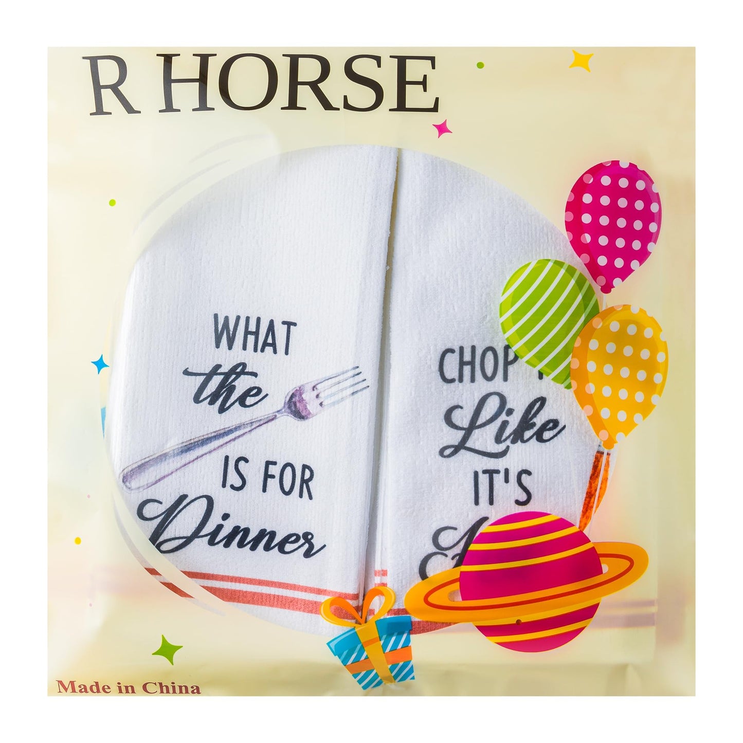 R HORSE 5Pcs Kitchen Dish Towel Funny Cookware Kitchen Dishcloth Absorbent Utensils Themed Cleaning Dishcloth Bar Hand Towel Gift for Baking Lover Mom Women Housewarming New Home