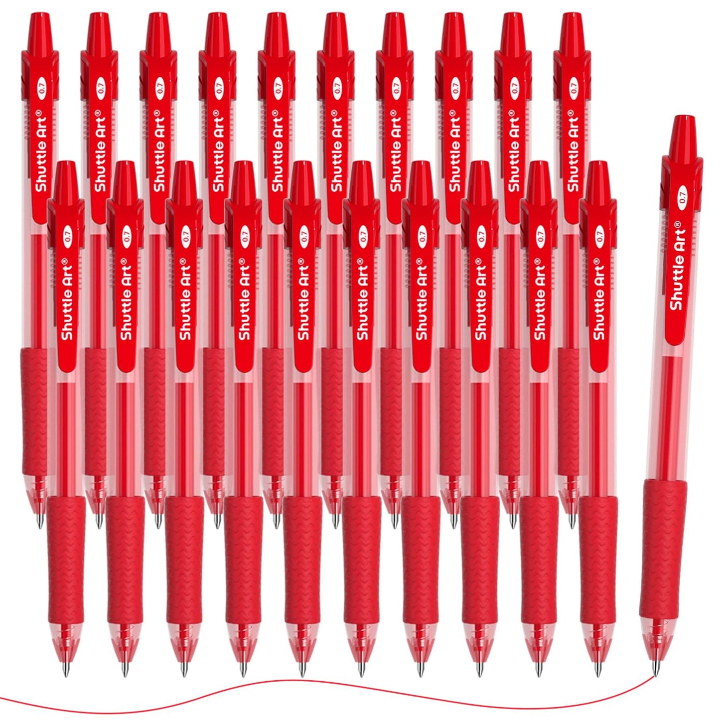 Shuttle Art Red Gel Pens, 20 Pack Retractable 0.7mm Medium Point Rollerball Red Ink Pens Smooth Writing with Comfortable Grip for Writing Journaling Taking Notes Office School Home