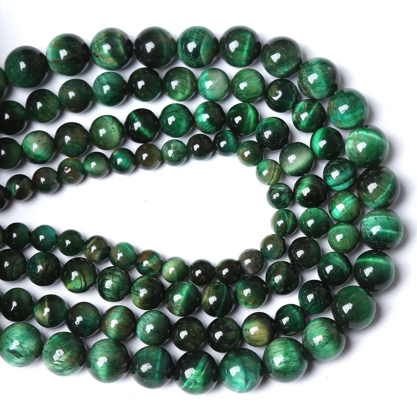Natural Green Tiger Eye Stone Beads Round Loose Beads Energy Gemstone Healing Power for Jewelry Making 1 Strand 8mm 46pcs 15"