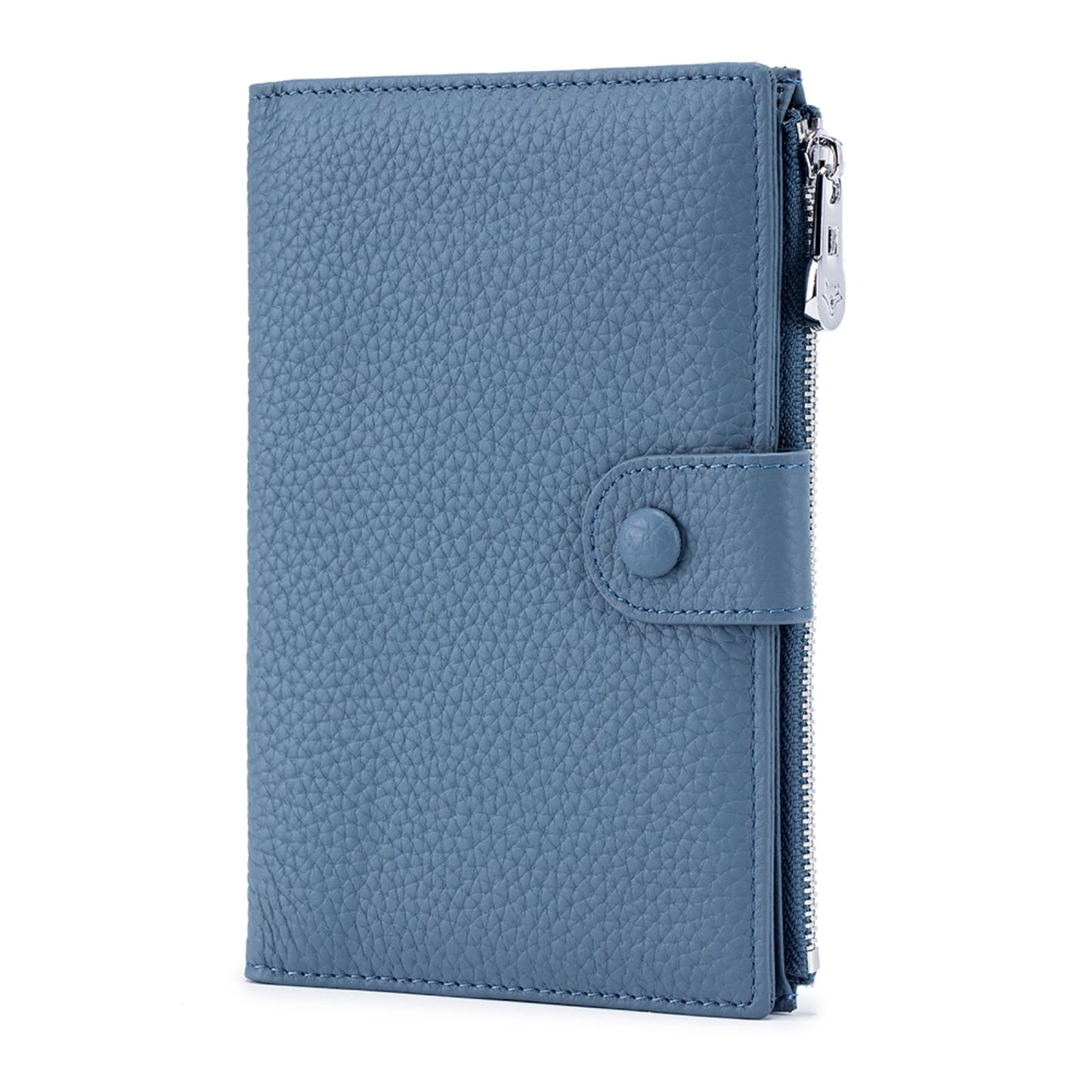Genuine Leather RFID Blocking Passport Holder Wallet, Multi-Functional Travel Document Organizer with Zipper Pocket, Includes SIM Card Ejector Pin (Blue)