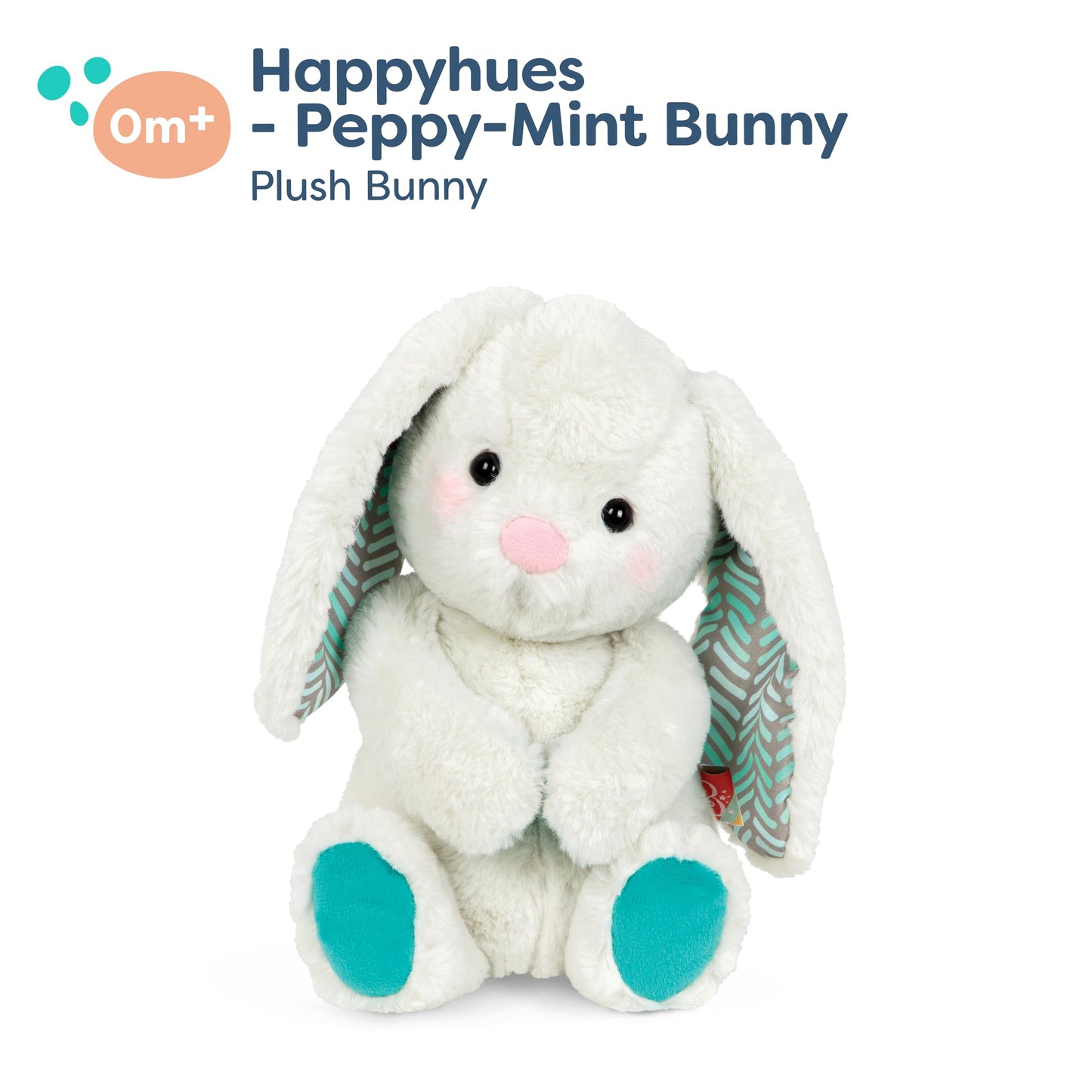 B. toys – 12-Inch Plush Bunny Soft & Cuddly Plush Rabbit Toy Washable – Happy Hues – Peppy Mint Bunny – 0 Months+