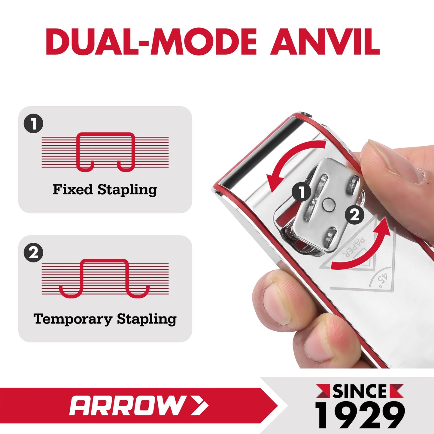 Arrow Metal Stapler, Full-Strip Stapler for Desk with 2520 Staples, 25 Sheet Capacity, Rear Staple Storage, Dual-Mode Anvil, Non-Slip Base, for Office, Classroom, and School