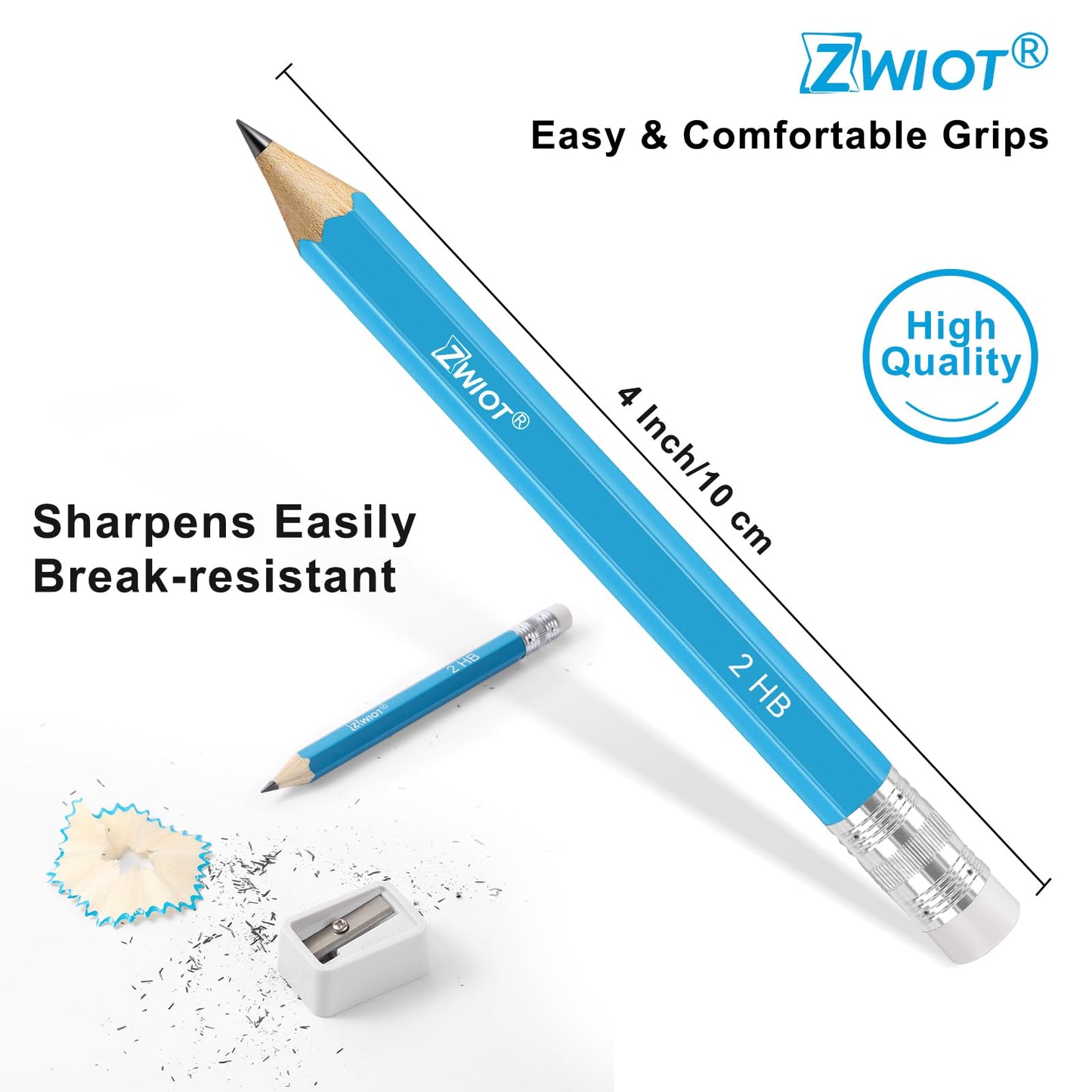 ZWlOT Golf Pencils with Eraser, #2 HB Half,4" Mini,Pre-Sharpened,120/200/320 Count Pencils Wood Cased Short for Classroom, Office, School, Wedding and Party Game