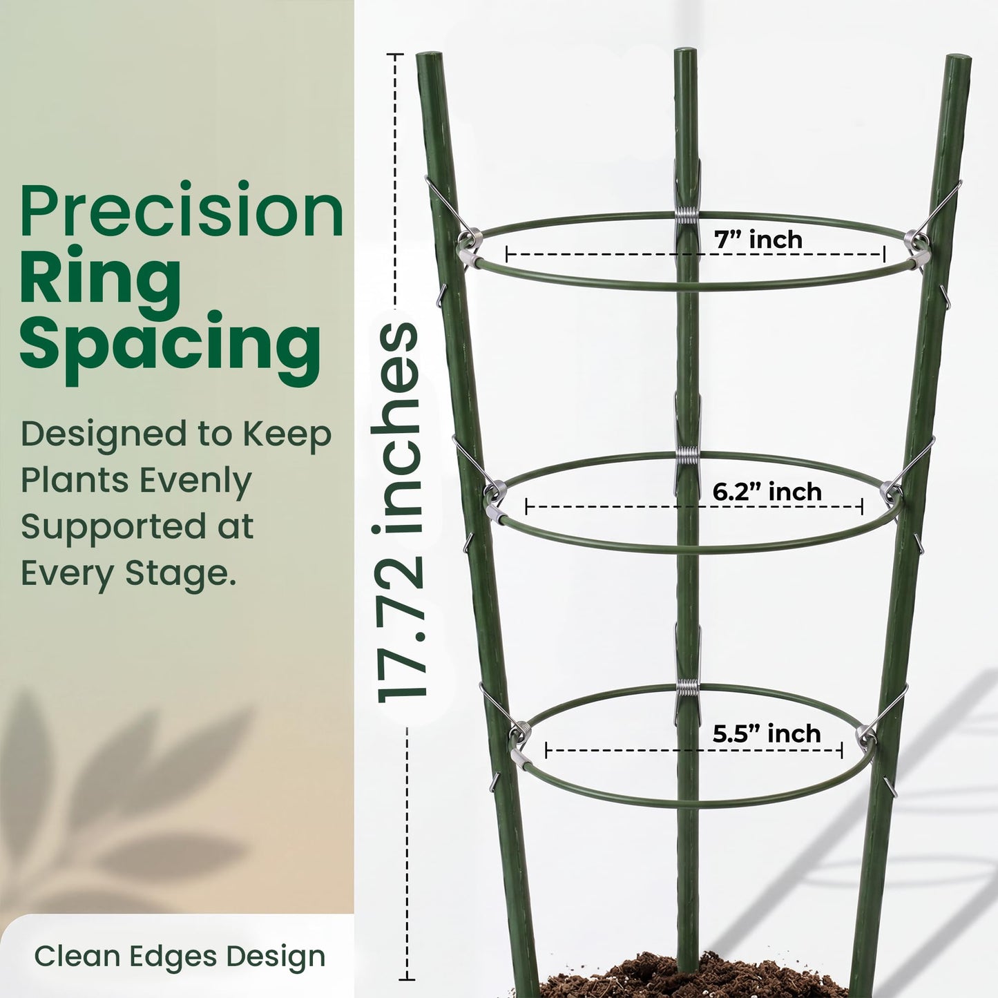 Oriva 4 Pack Round Tomato Cages for Garden, 43cm Adjustable Metal Tomato Cage with Anti Slip Locking Rings, Tomato Trellis and Plant Support for Raised Garden Beds, Pots and Climbing Vegetables