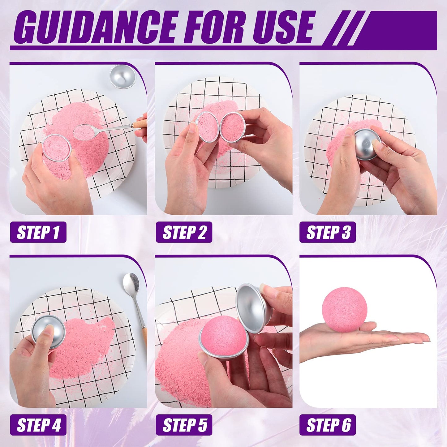 Patelai 12 Pcs Bath Bomb Molds 6 Shapes Metal DIY Bath Bomb Making Crafts Crafting Press Mould for Handmade Soaps Candle Cake Ice Cream Baking Handicrafts Making Supplies