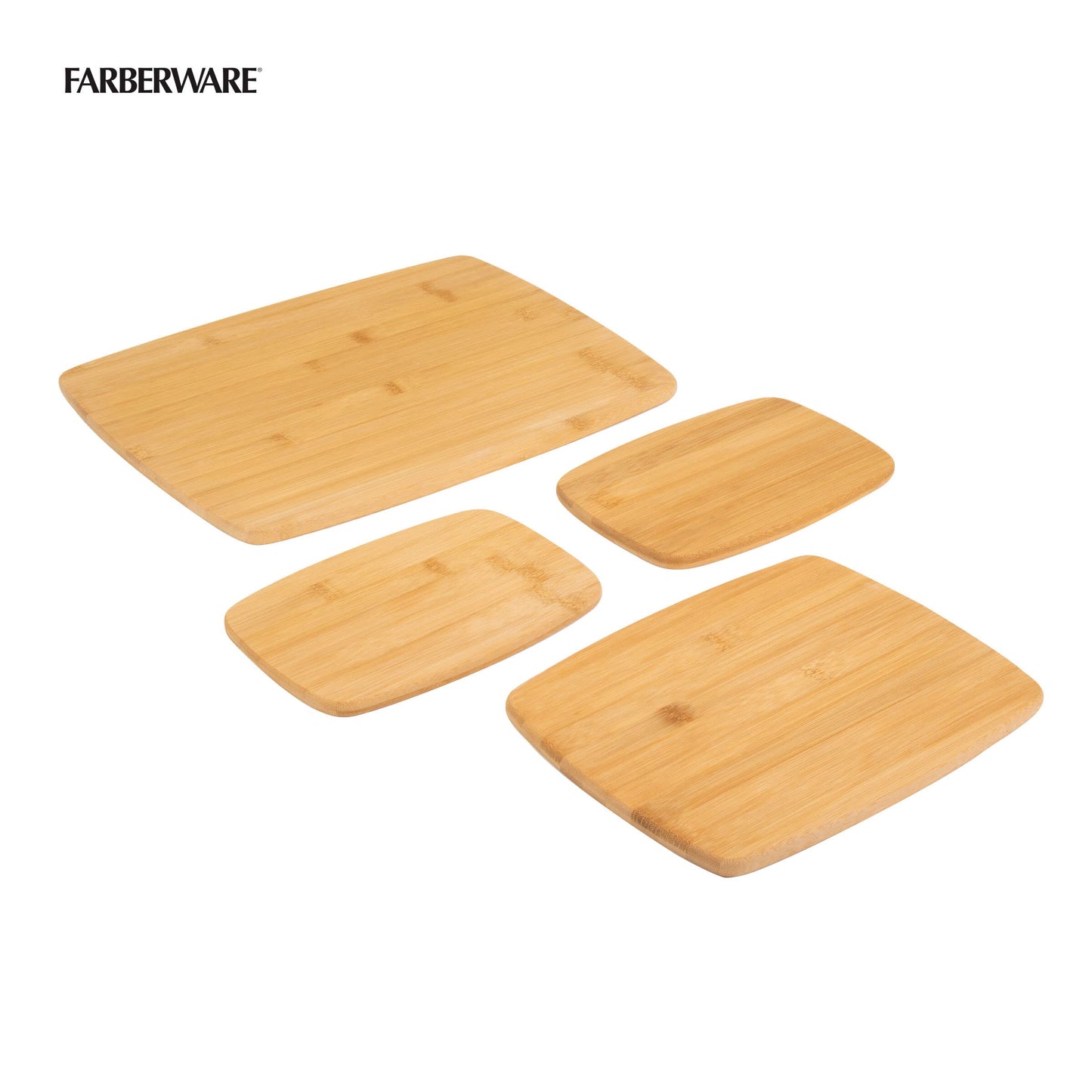 Farberware 4-Piece Bamboo Cutting Board Set - Reversible Boards for Chopping, Slicing, Charcuterie and Meal Prep - Kitchen Essential, Housewarming or Back-to-School Gift