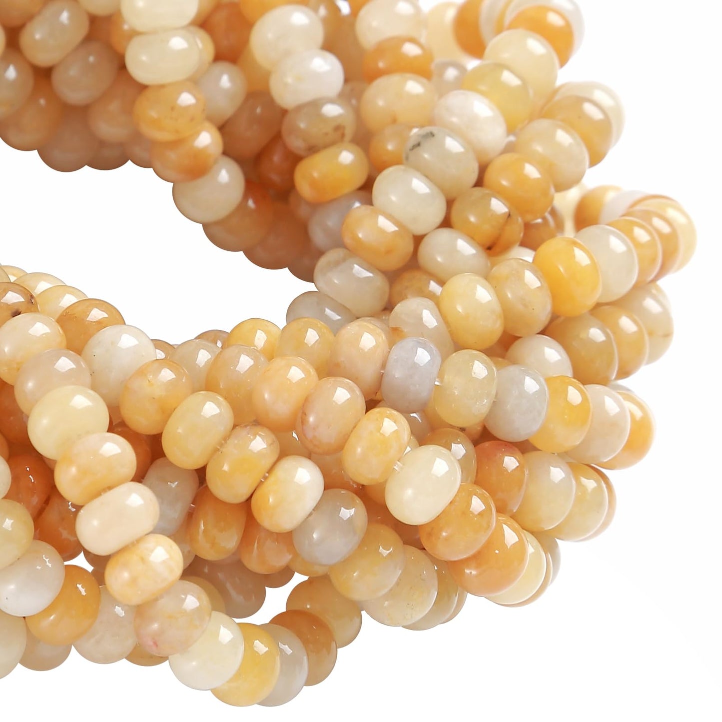 5x8mm 76pcs Natural Stone Yellow Aventurine Jade Rondelle Spacer Loose Beads Abacus Disk Stone Round Loose Gemstone Beads for Jewelry Making DIY Bracelet Necklace