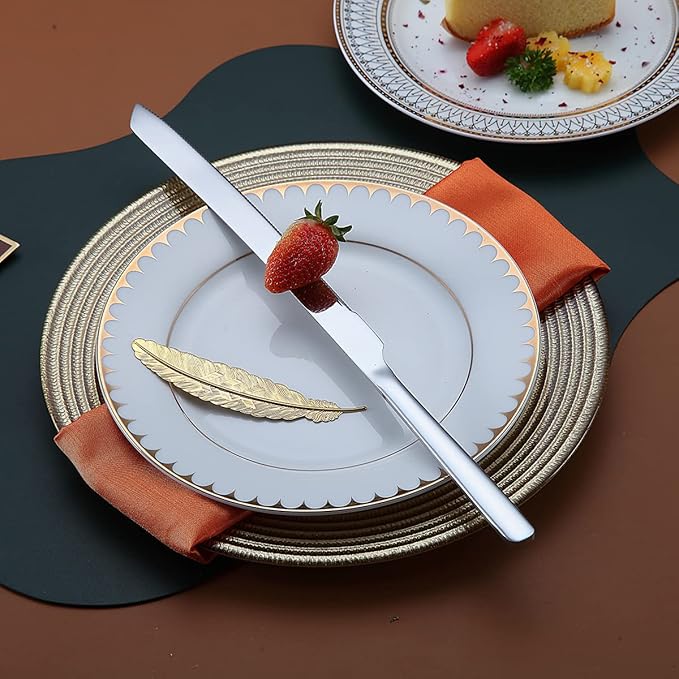 Wedding Cake Knife and Server Set, Stainless Steel Cake Cutting Set for Wedding, Include Cake Cutter and Cake Server for Wedding, Parties, Activities, Family, Dishwasher Safe (Shiny Silver)