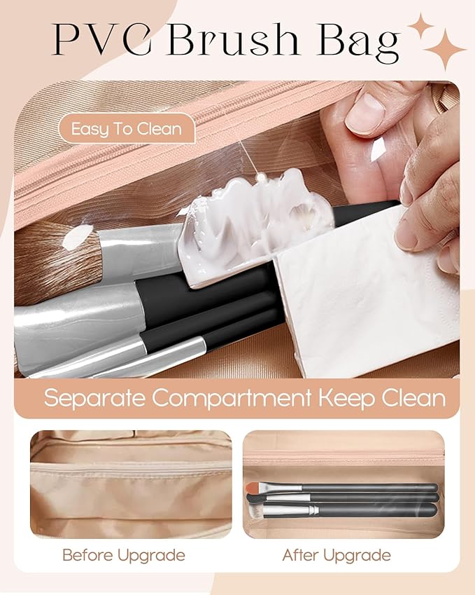 Bistup Makeup Bag Travel Cosmetic Bag Toiletry Make Up Bags Cute Women Large Capacity Big Medium Leather Teen Girls Teenage Kawaii Heart Foldable Expandable Open Flat Zip