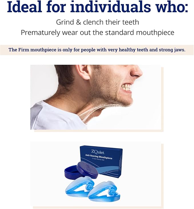 ZQuiet, Anti-Snoring Mouthpiece, Firm Size #2, Strong & Durable Mouthguard, Ideal for Those Prone to Teeth Grinding & Clenching, Made in USA, Size 2