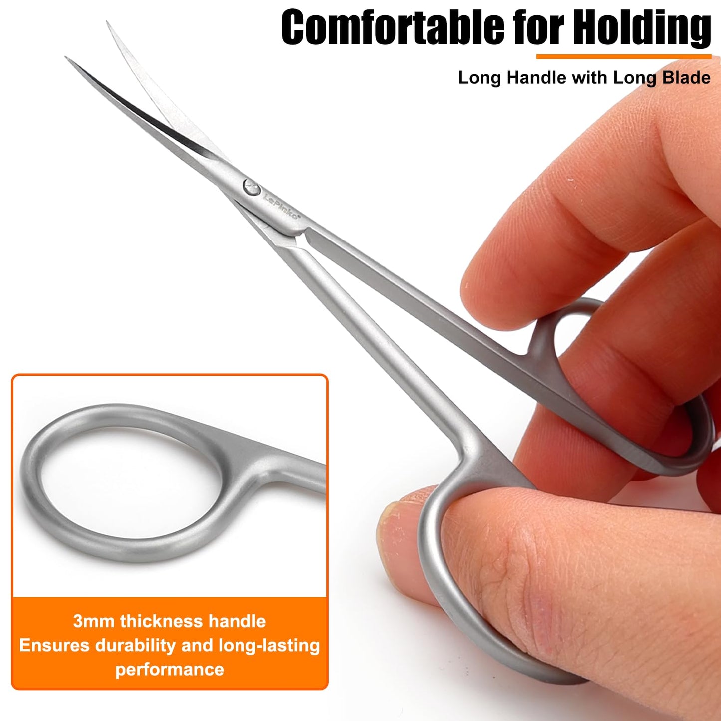LePinko Cuticle Scissors, UPGRADED Fine Tip, for Manicure and Pedicure, Gifts for Men Women