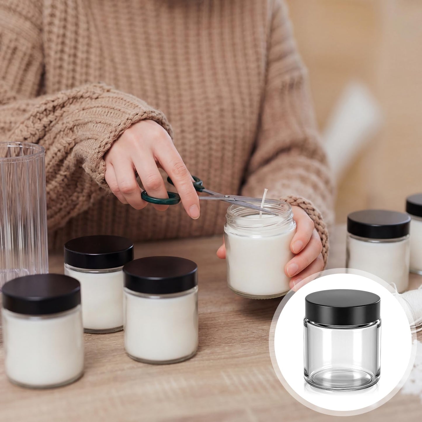 MTLEE 20 Pack 4oz Glass Candle Jars with Lids Round Empty Candle Container with Candles Making Kits Labels Gift Box Empty Canning Jars for Food Storage Spice Liquid