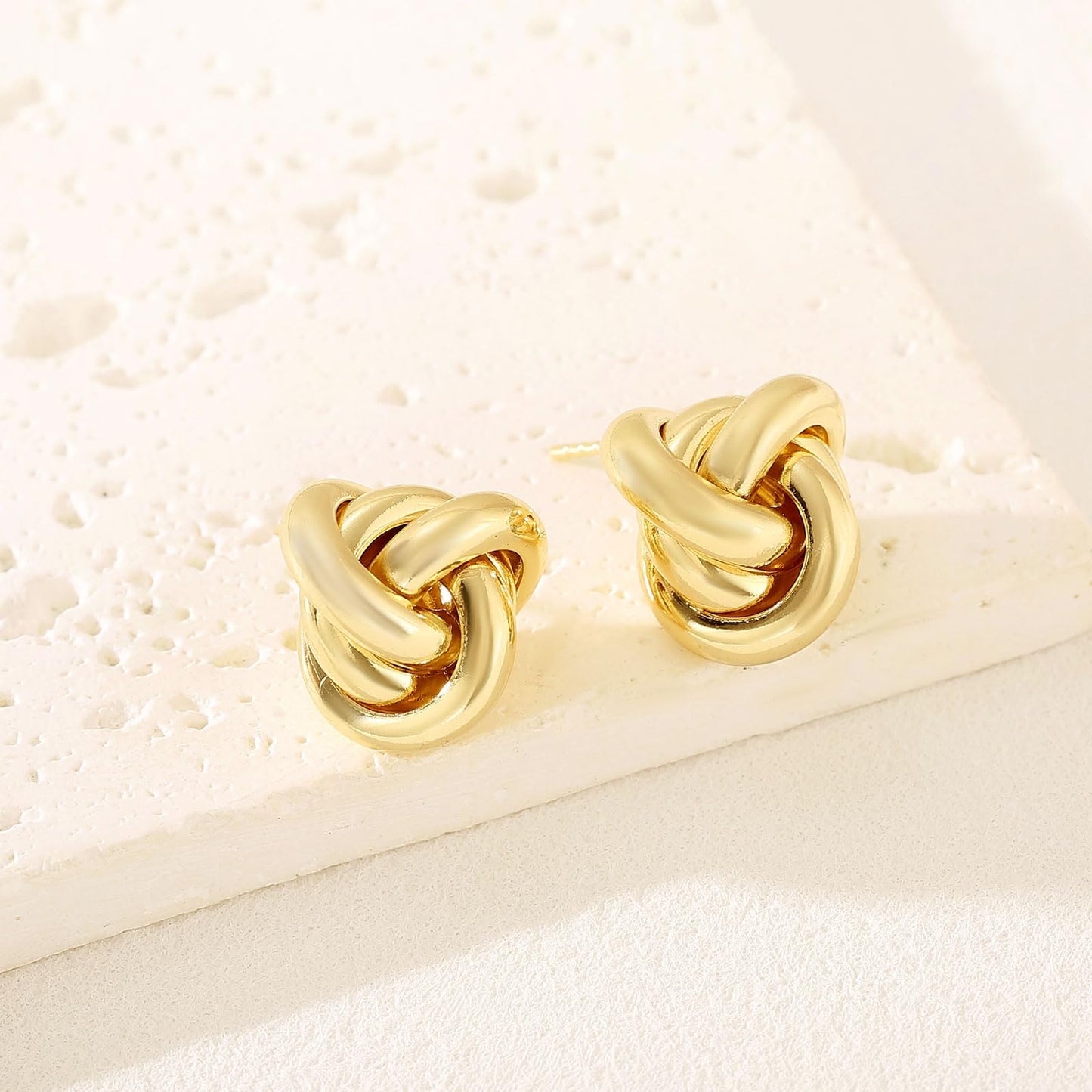 Gold Plated Knot Earrings 14K Gold Link Drop Dangle Earring Lightweight Trendy Earring for Women