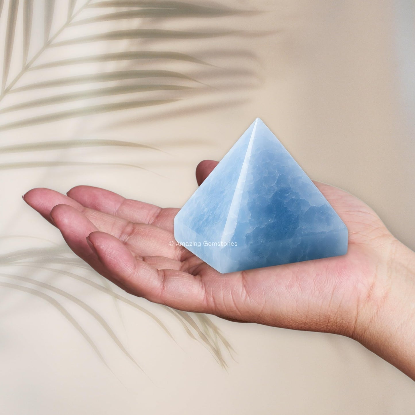 Amazing Gemstone Blue Calcite Pyramid Crystal Healing Stones - 1.5" Great Pyramid Figurine of Natural Stone Pyramid for Meditation, Reiki, Chakra Balancing and Crystal Pyramids Grid