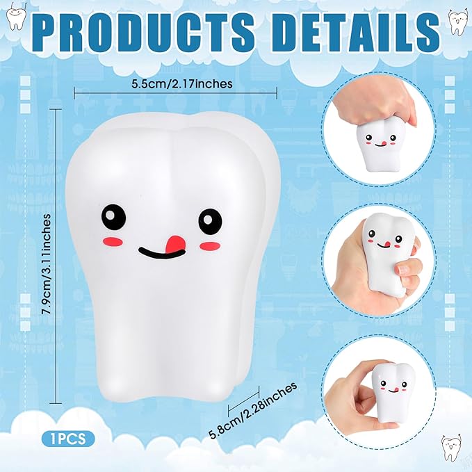 Sliner 3 Pcs Christmas Dental Assistant Gifts Positive Dentist Dental Hygienist Gifts Accessories Inspirational 12oz Tumbler Tote Bag Funny Teeth Stress Toy for Women Students Nurses Doctors(Blue)