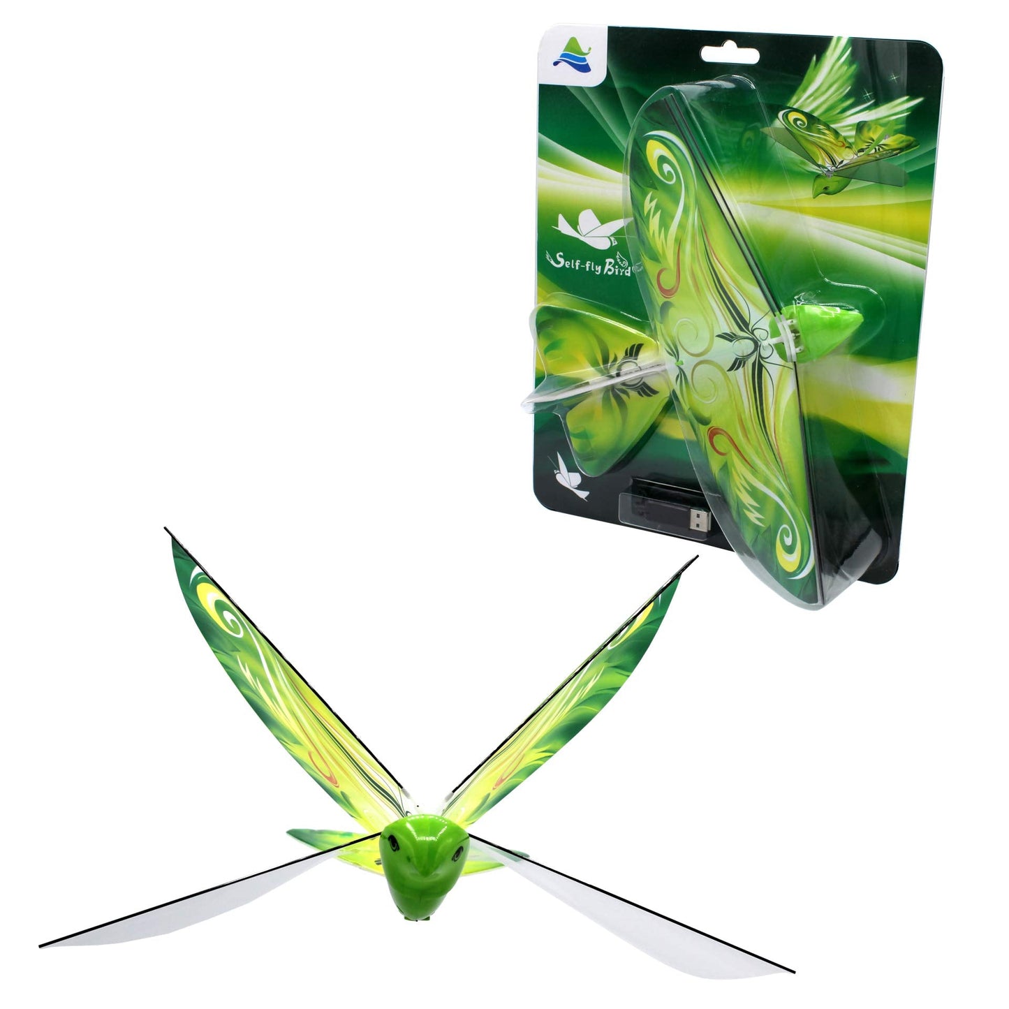 MUKIKIM LX-128-G Self Flying E Bird Electronic Flying Bird Toy Drone - Green