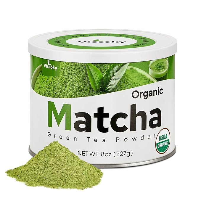 Viccoky Culinary Matcha Powder 8oz(Tin) | Pro-Baking Grade | USDA Organic | No Sugar | Low Caffeine | Bulk Matcha Green Tea Powder for Cookies Cakes Smoothies