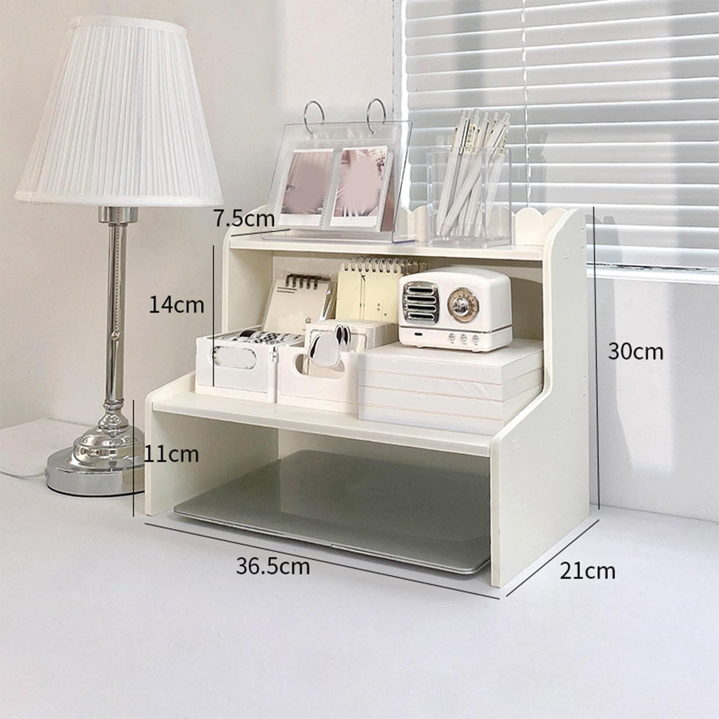 BTSEURY Desktop Wood Display Shelf, Wood Desktop Storage Rack, Desk Multi Layer Storage Rack Mini Bookshelf Cosmetics Organizer (M(315 X 180mm / 12.4 X 7.09in))