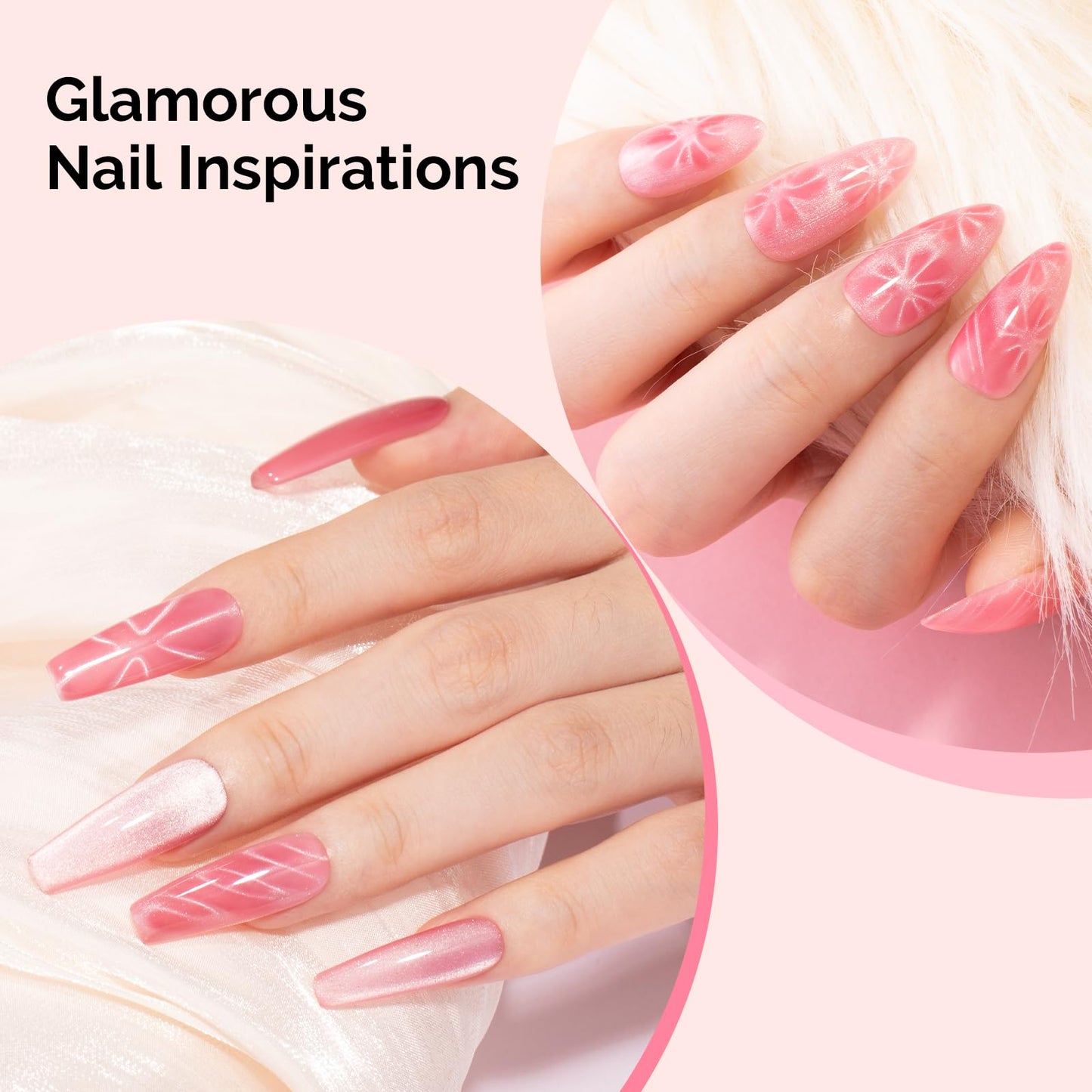 MelodySusie Nail Magnet Set, 21PCS Cat Eye Gel Nail Polish Magnets, Round Square Double Ended Magnet Stick, Cat Eye Magnet for Nails, Strong Magnetic Nail Polish Magnets Nail Design Tools