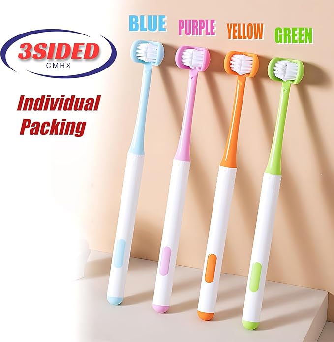3 Sided Autism Toothbrush Three Bristles for Special Needs Adult Soft Bristles Soft and Gentle for Complete Tooth and Gum Care (Orange 1PCS)