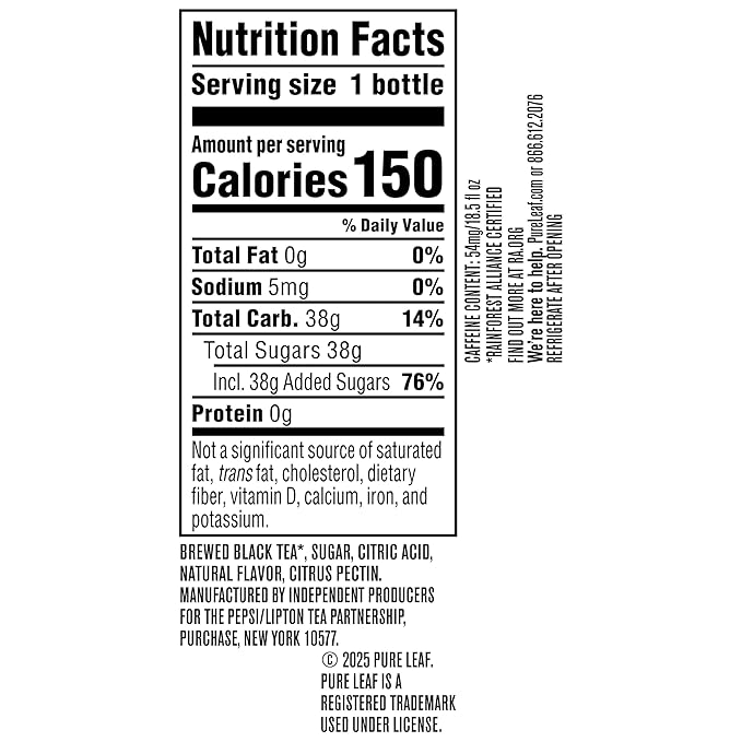 Pure Leaf Iced Tea, Peach, Real Brewed Tea, 18.5 Fl Oz Bottles (Pack of 12)