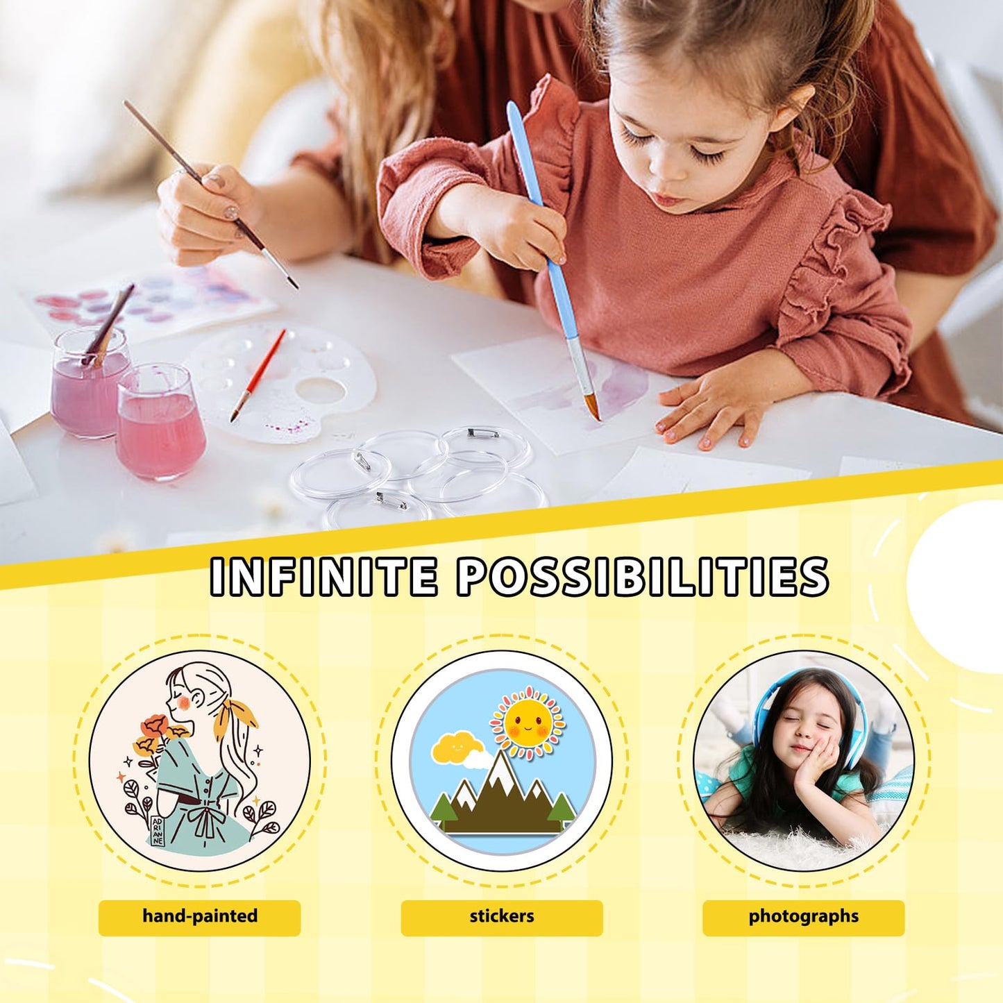 Happizza 25pcs Acrylic Clear Button Pins,2.76 Inch Custom Pin Badges, DIY Blank Buttons Pins,Round Photo Buttons Personalized Button Making kit for Craft