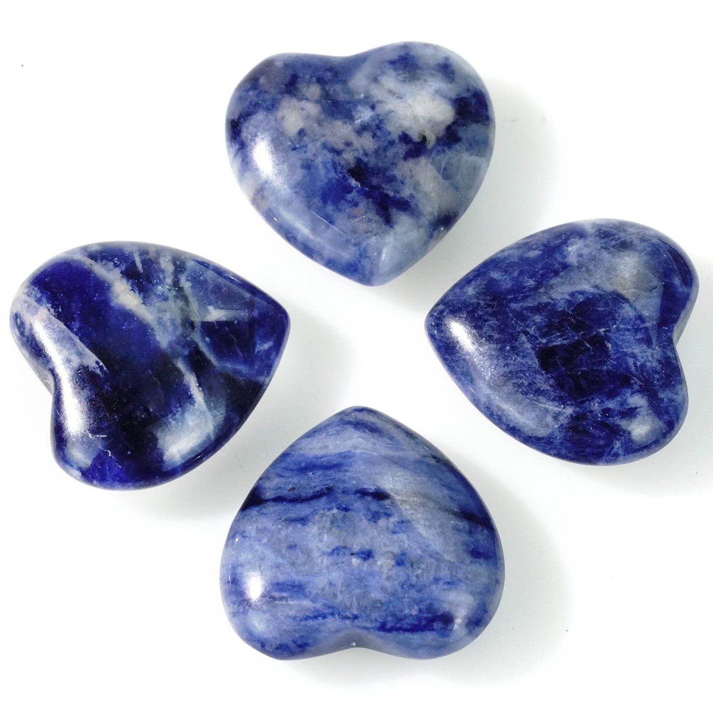 Marrywindix 15 Packs 0.8 Inch Healing Crystal Natural Sodalite Heart Love Carved Palm Worry Stone Chakra Reiki Balancing