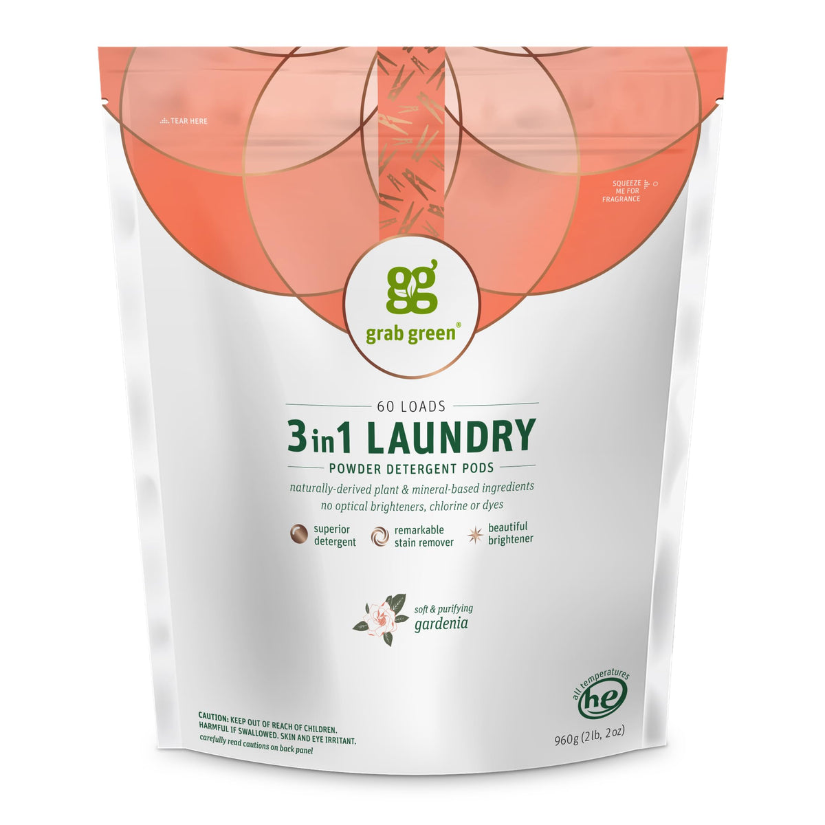 3-in-1 Laundry Detergent Pods, 60 Count, Gardenia