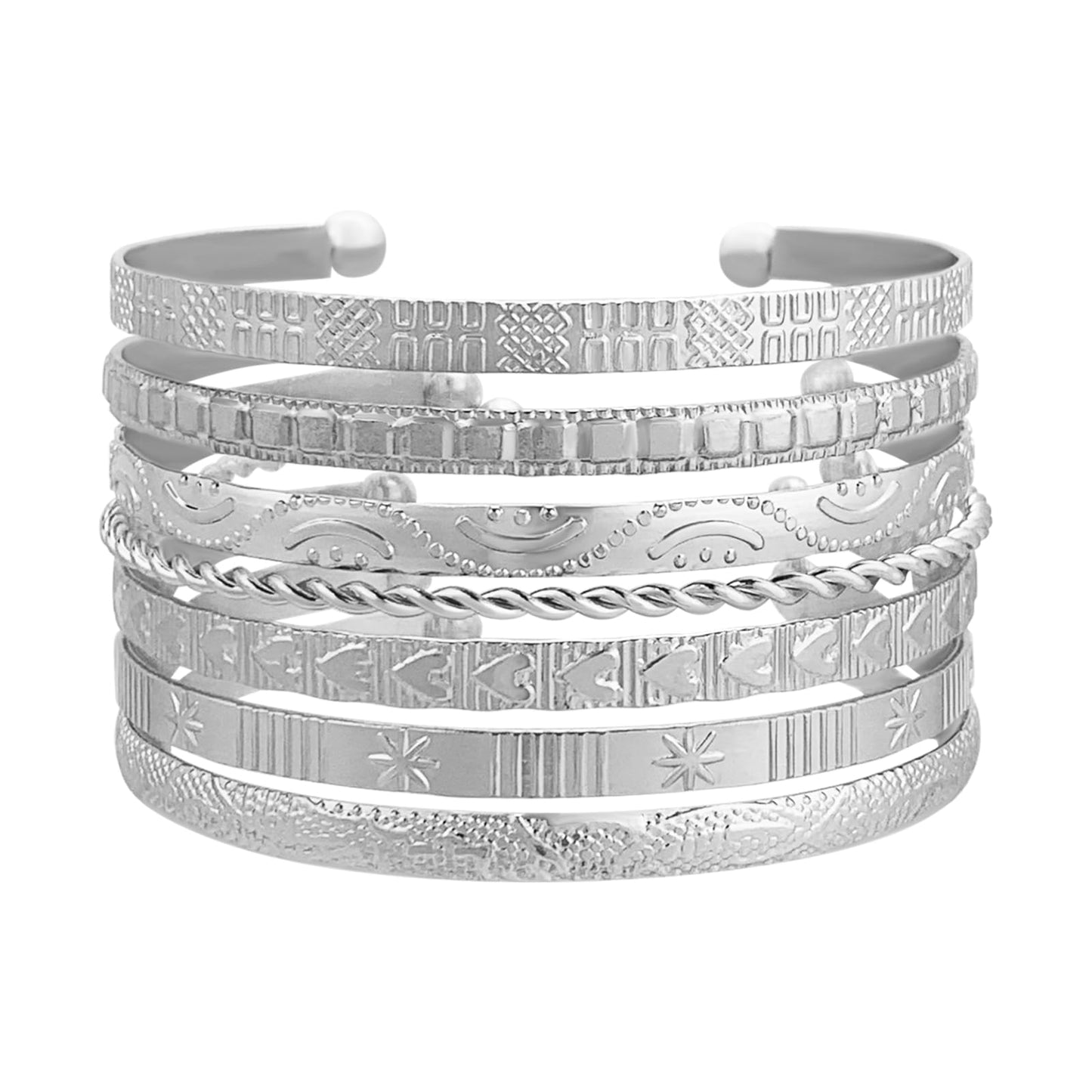 FUNOJOY Bangle Bracelets Set for Women, Multi Layer Stackable Cuff Bracelets, Boho Open Adjustable Bangle Jewelry Gift for Her