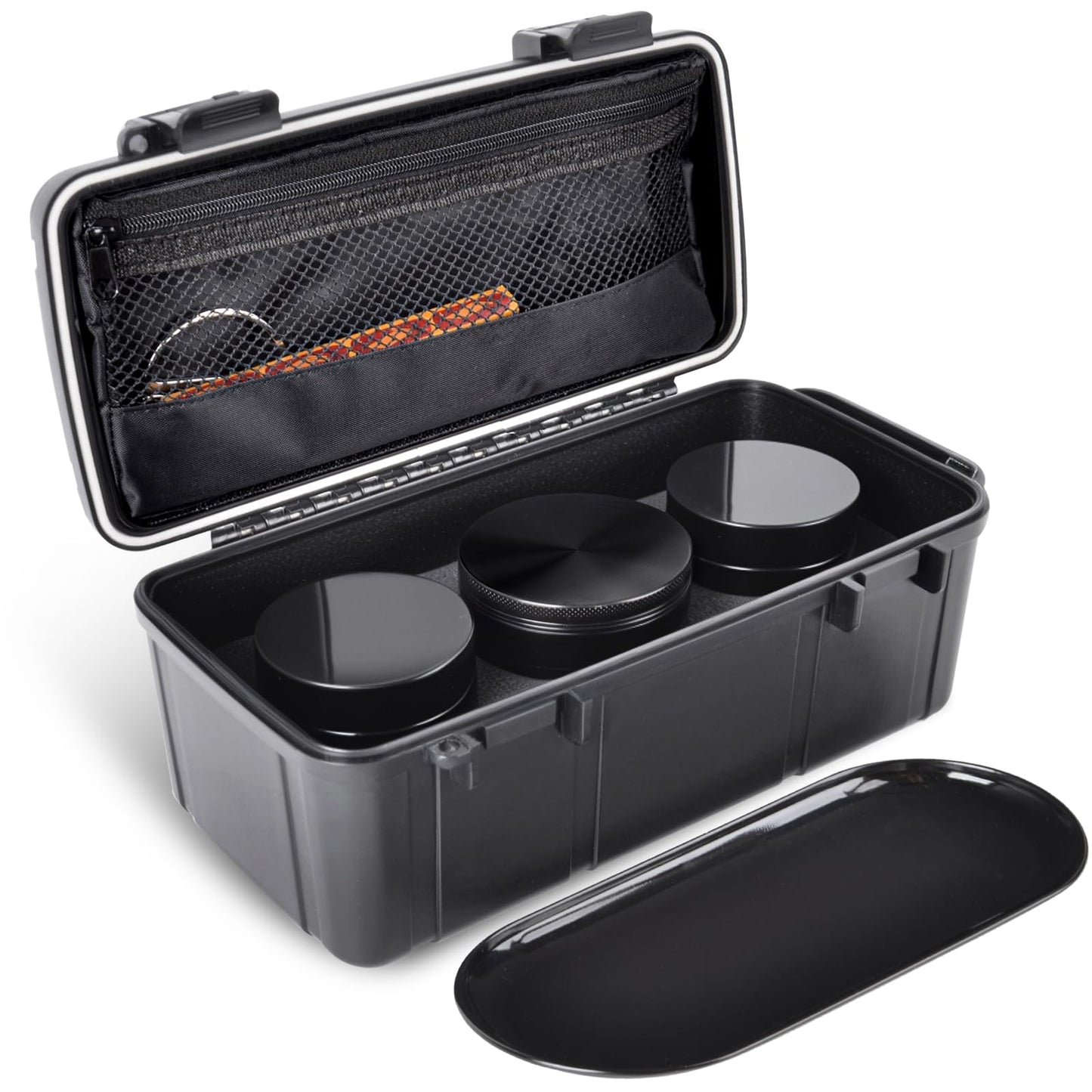 Anverion Smell Proof Bag, Odor Proof & Odorless Stash Box with Grind and Storage Tray, Waterproof Large Travel Storage Case, Home Organizer Container for Men Women, Gift for Women/Men