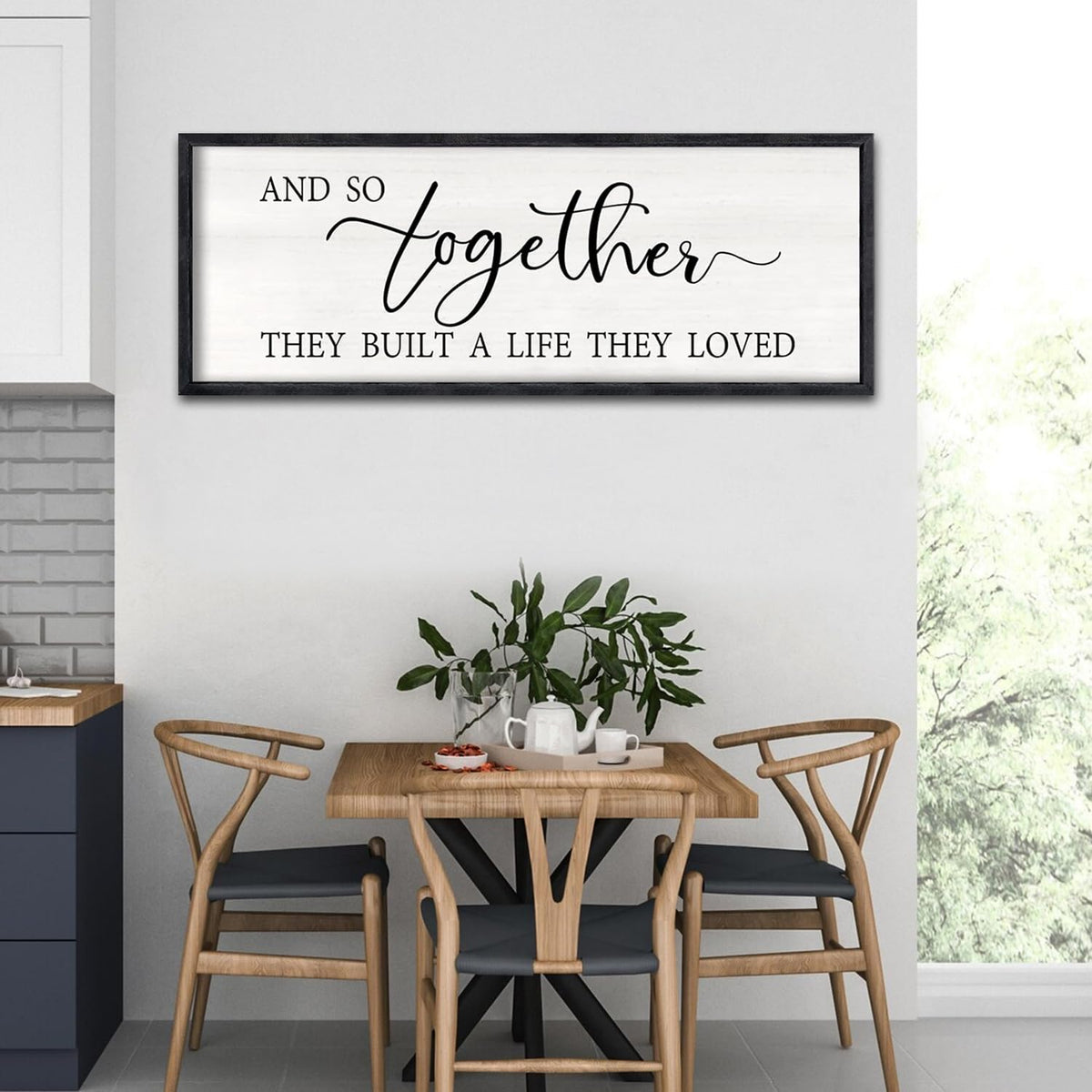 And So Together They Built A Life They Loved Sign Large Above Bed Wall Decor 32"×12" for Bedroom Over Bed Wall Art Hanging (Black)