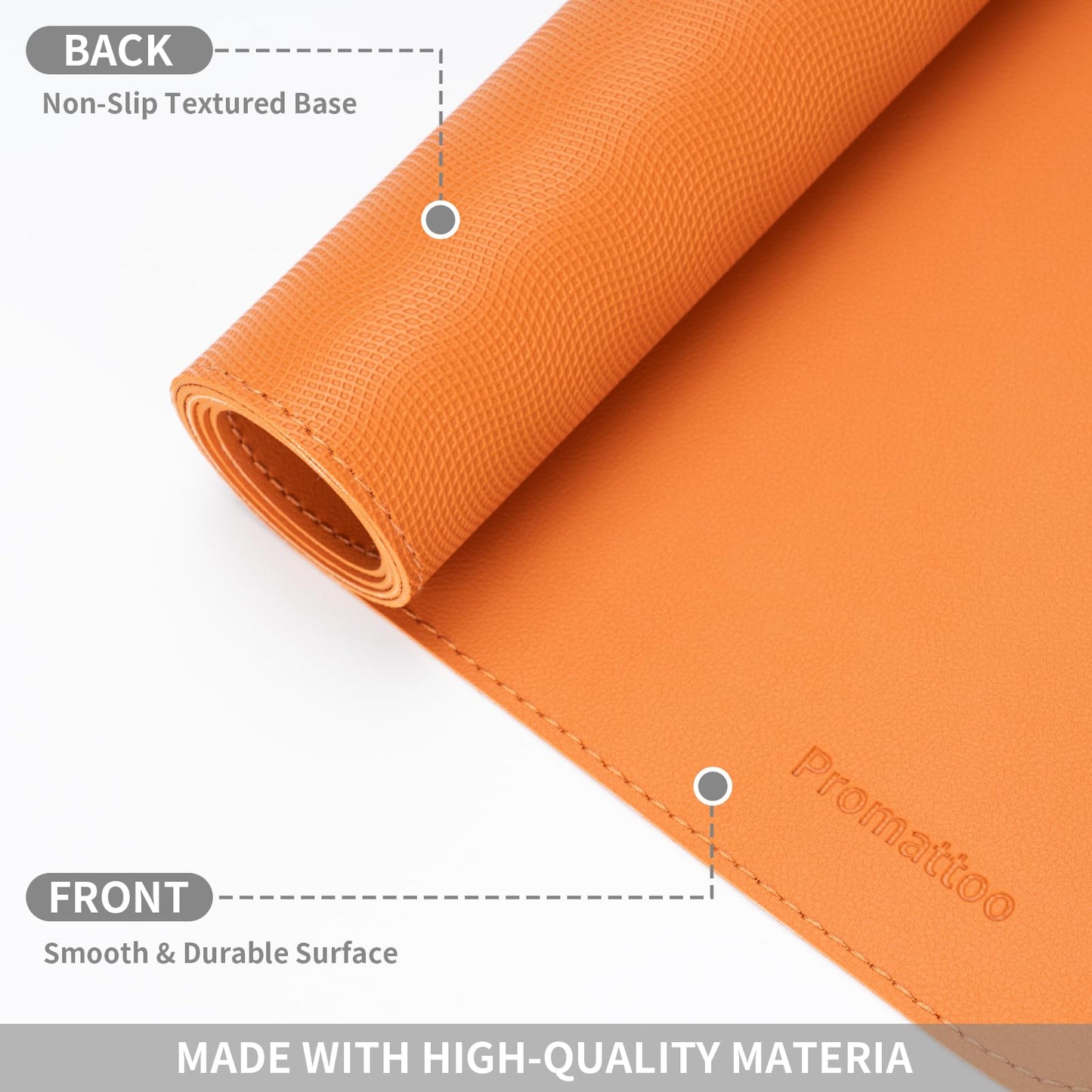 PROMATTOO Oversized Non-Slip Desk Pad Protector with Premium Gift Box – Vegan Leather Waterproof Laptop Mat for Keyboard & Mouse, Grips Desk Firmly – Large Office Pad – Sunset Orange